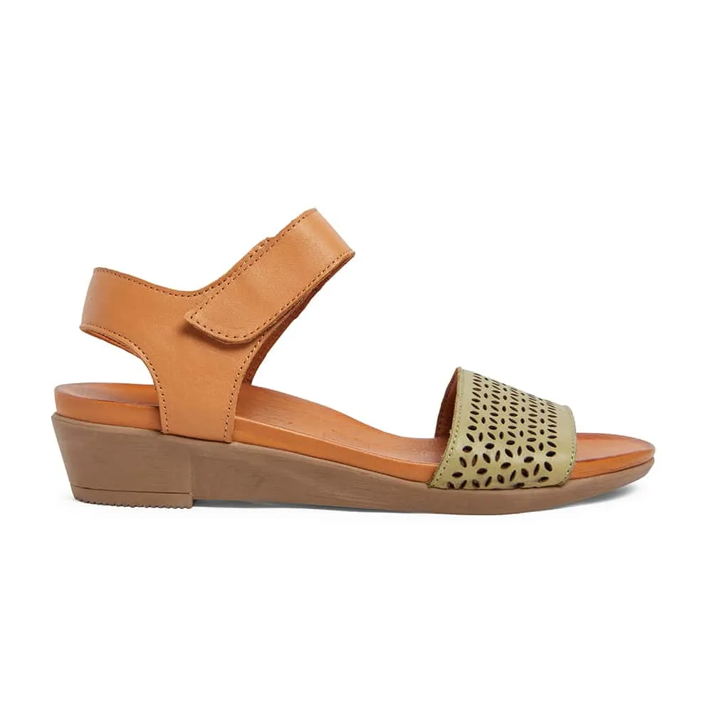 Accord Sandal in Khaki And Cognac Leather