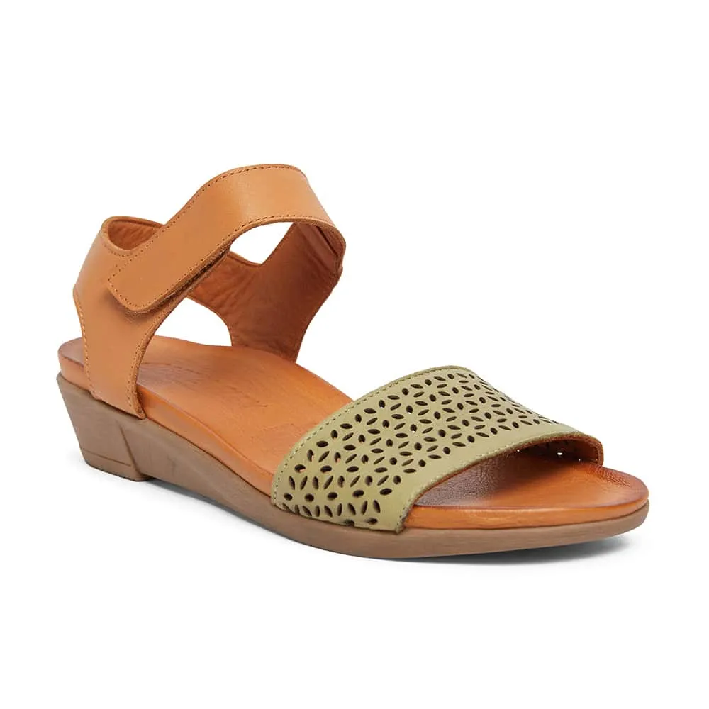 Accord Sandal in Khaki And Cognac Leather