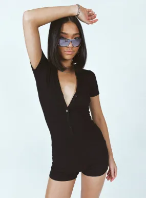 Angel Short Sleeve Romper Black