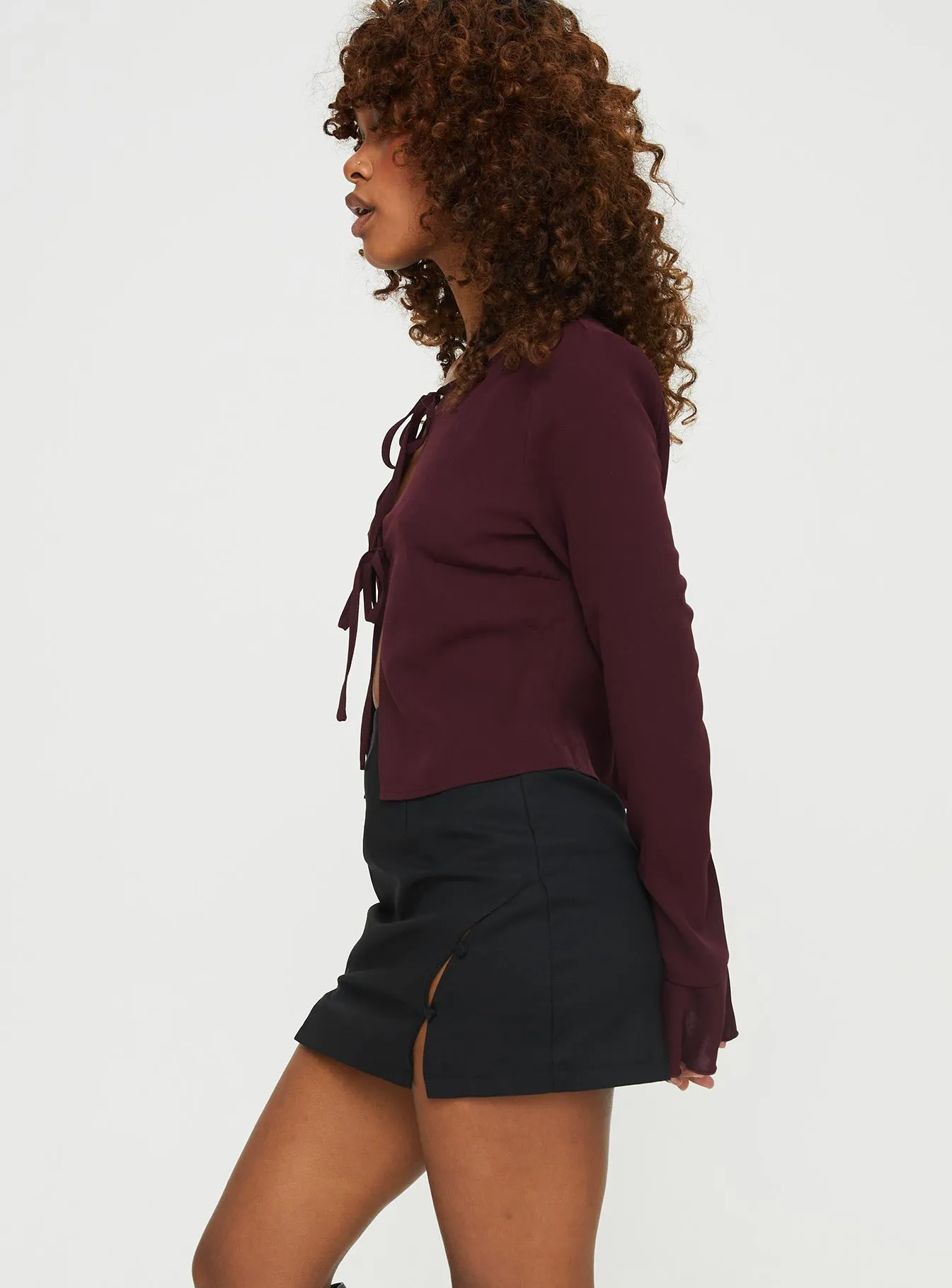 Bowden Long Sleeve Top Burgundy