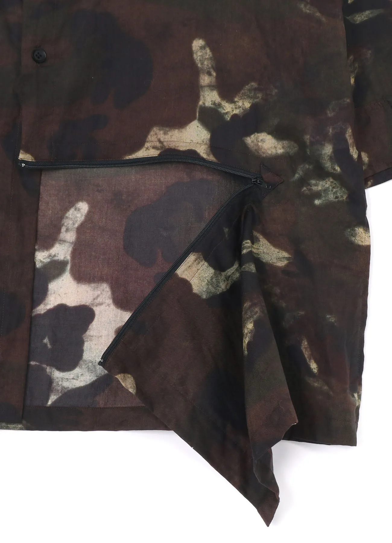 CAMOUFLAGE PATTERN VIYELLA LEFT FRONT ZIPPER SLIT SHIRT