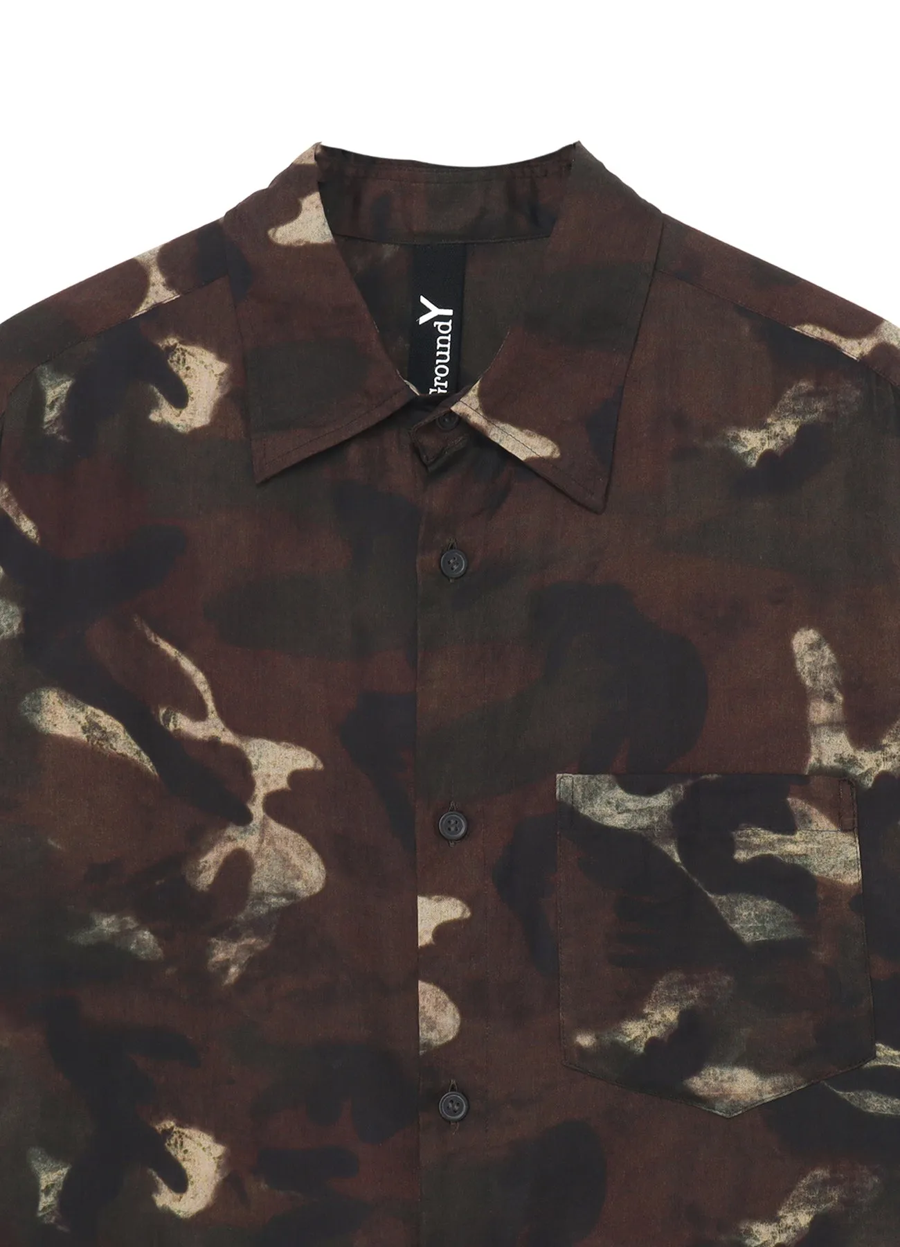 CAMOUFLAGE PATTERN VIYELLA LEFT FRONT ZIPPER SLIT SHIRT