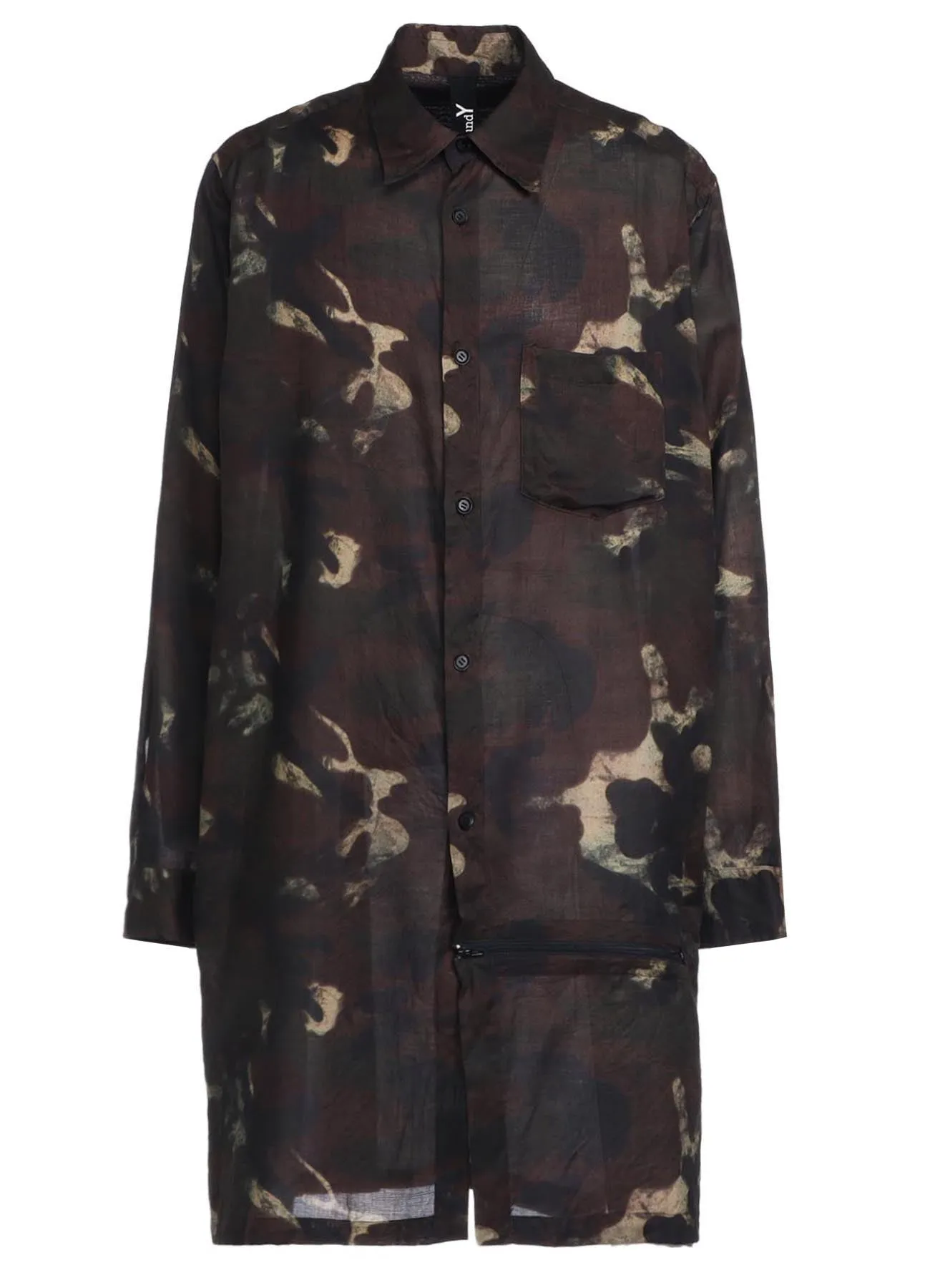 CAMOUFLAGE PATTERN VIYELLA LEFT FRONT ZIPPER SLIT SHIRT