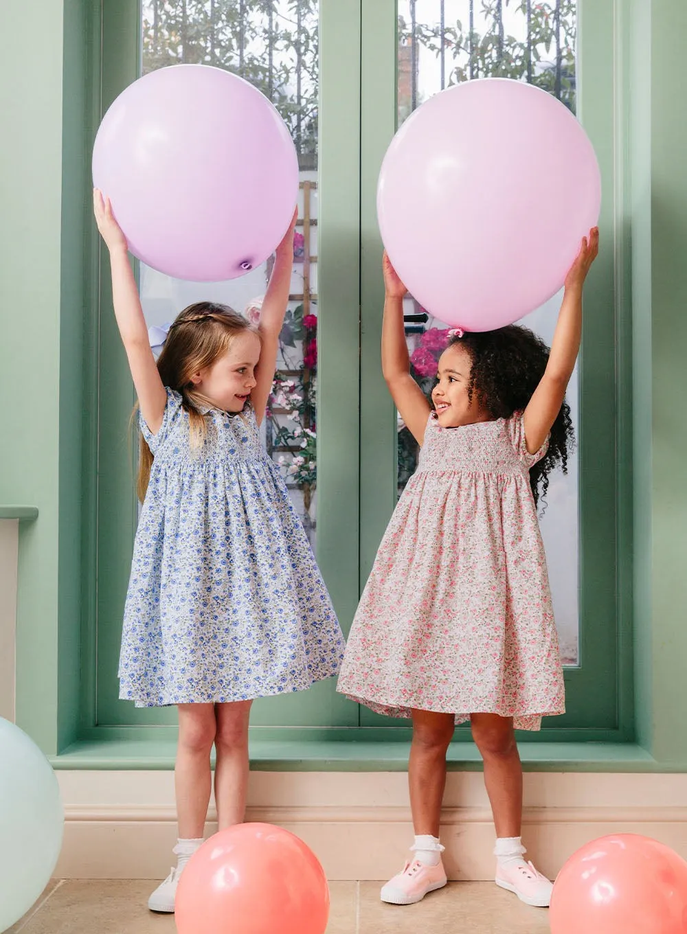 Catherine Smocked Dress in Blue Rose