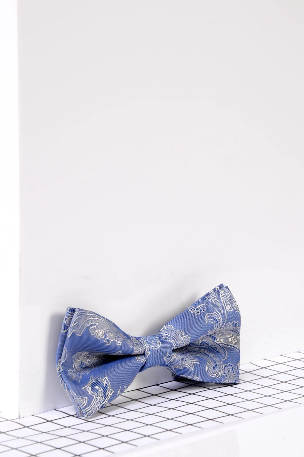 Children's Sky Blue Paisley Print Bow Tie