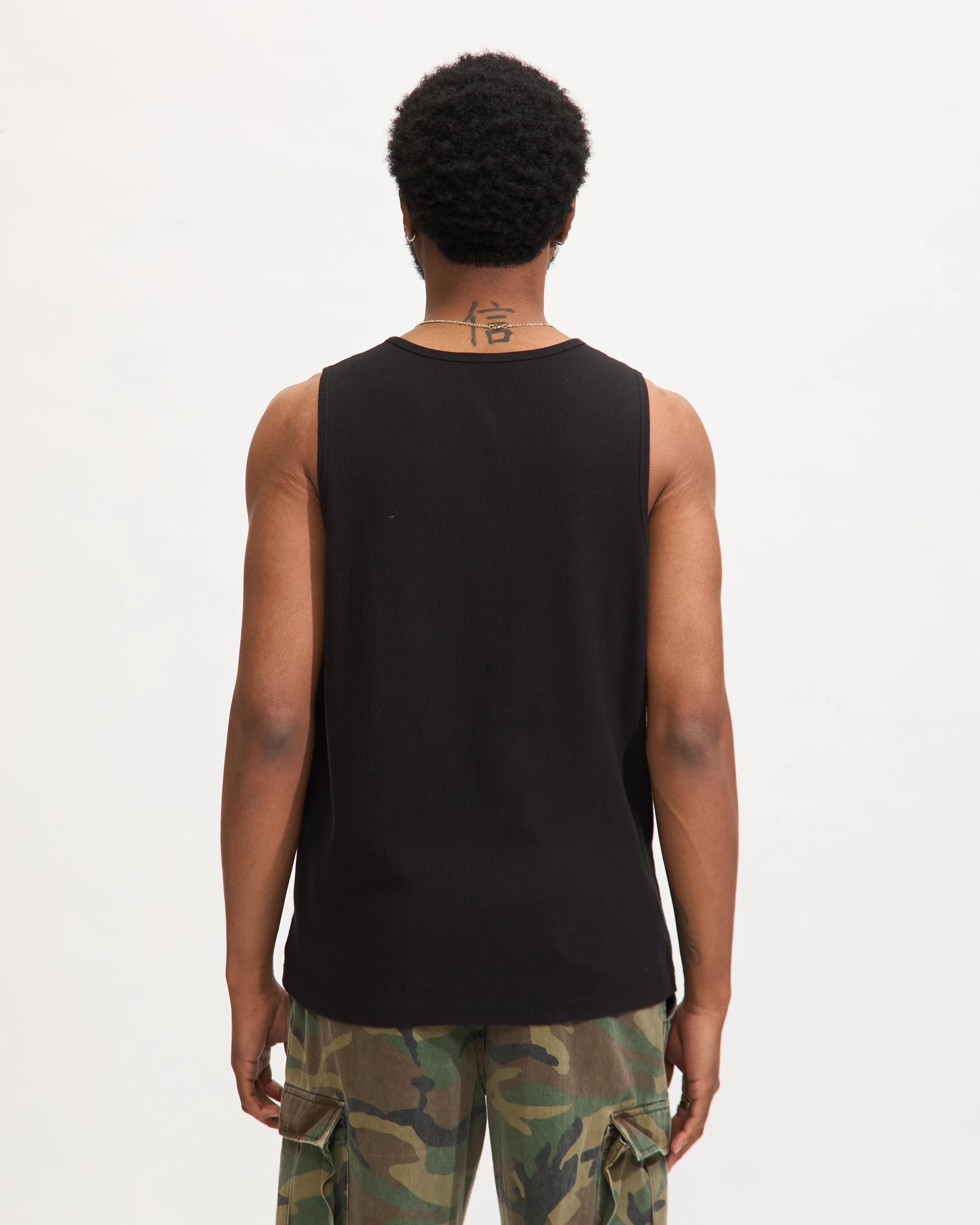 Cotton Rib Tank in Black