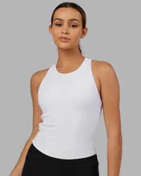 Flow Ribbed Shelf Bra Performance Tank - White