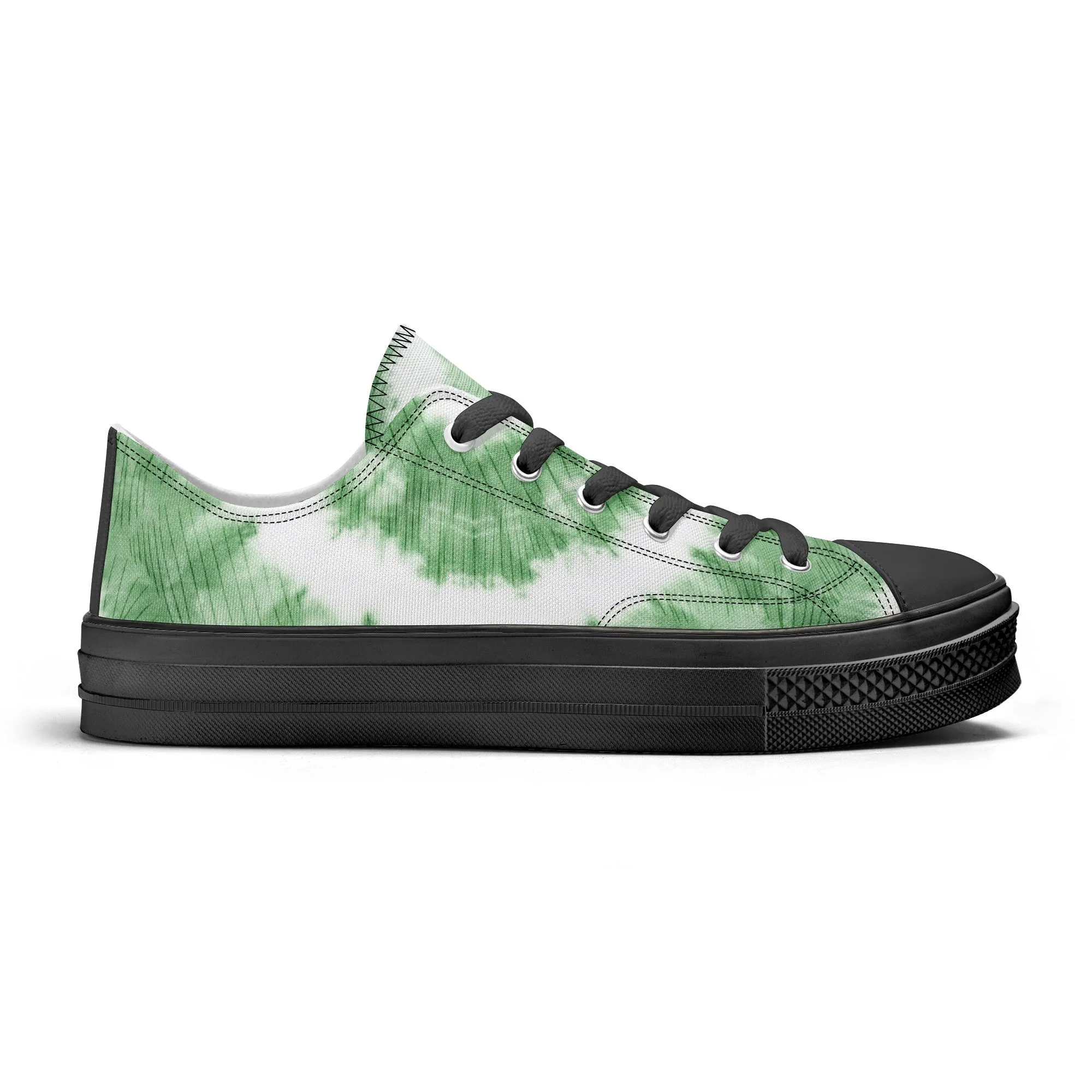 Green Tie Dye Pattern - Womens Classic Low Top Canvas Shoes for Footwear Lovers