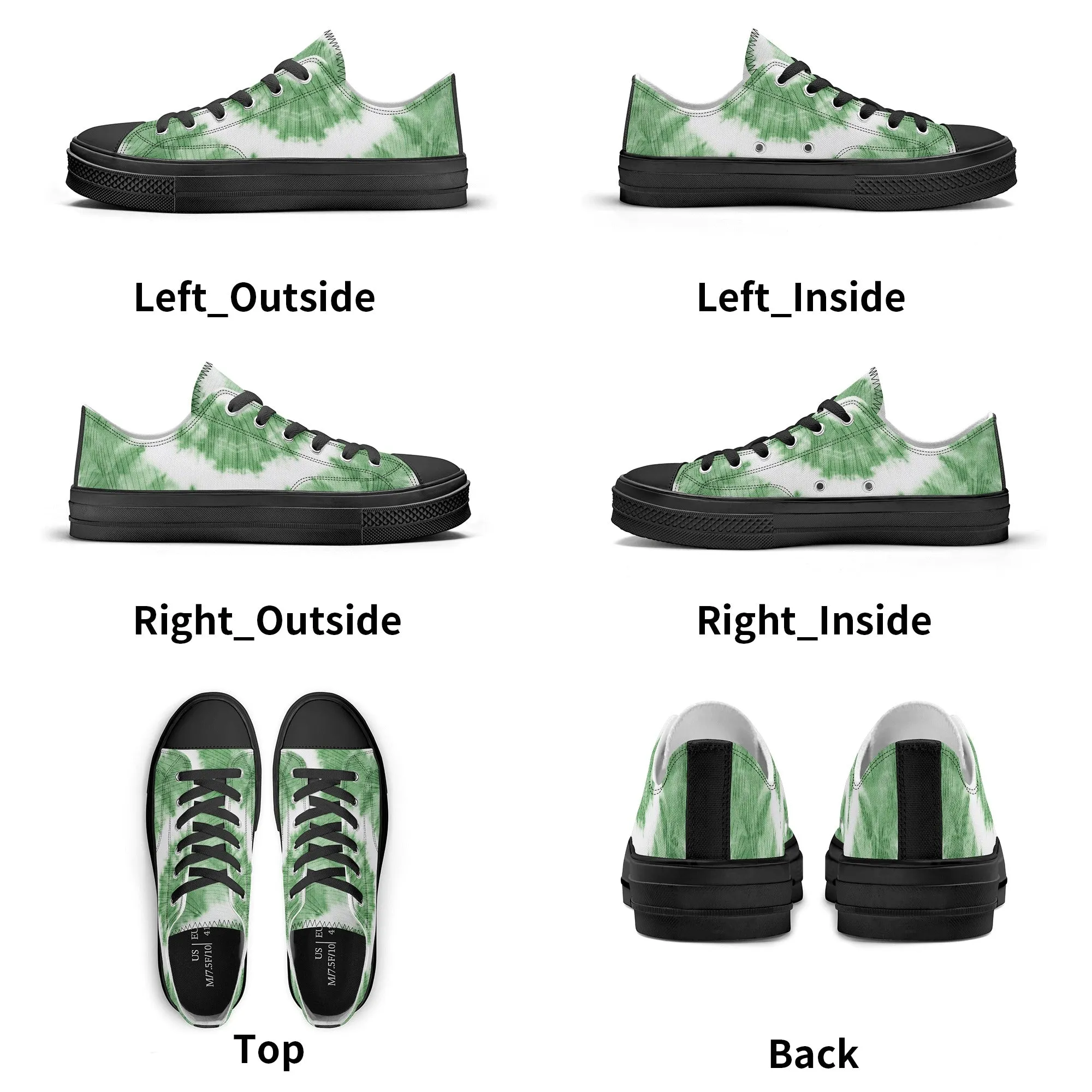 Green Tie Dye Pattern - Womens Classic Low Top Canvas Shoes for Footwear Lovers