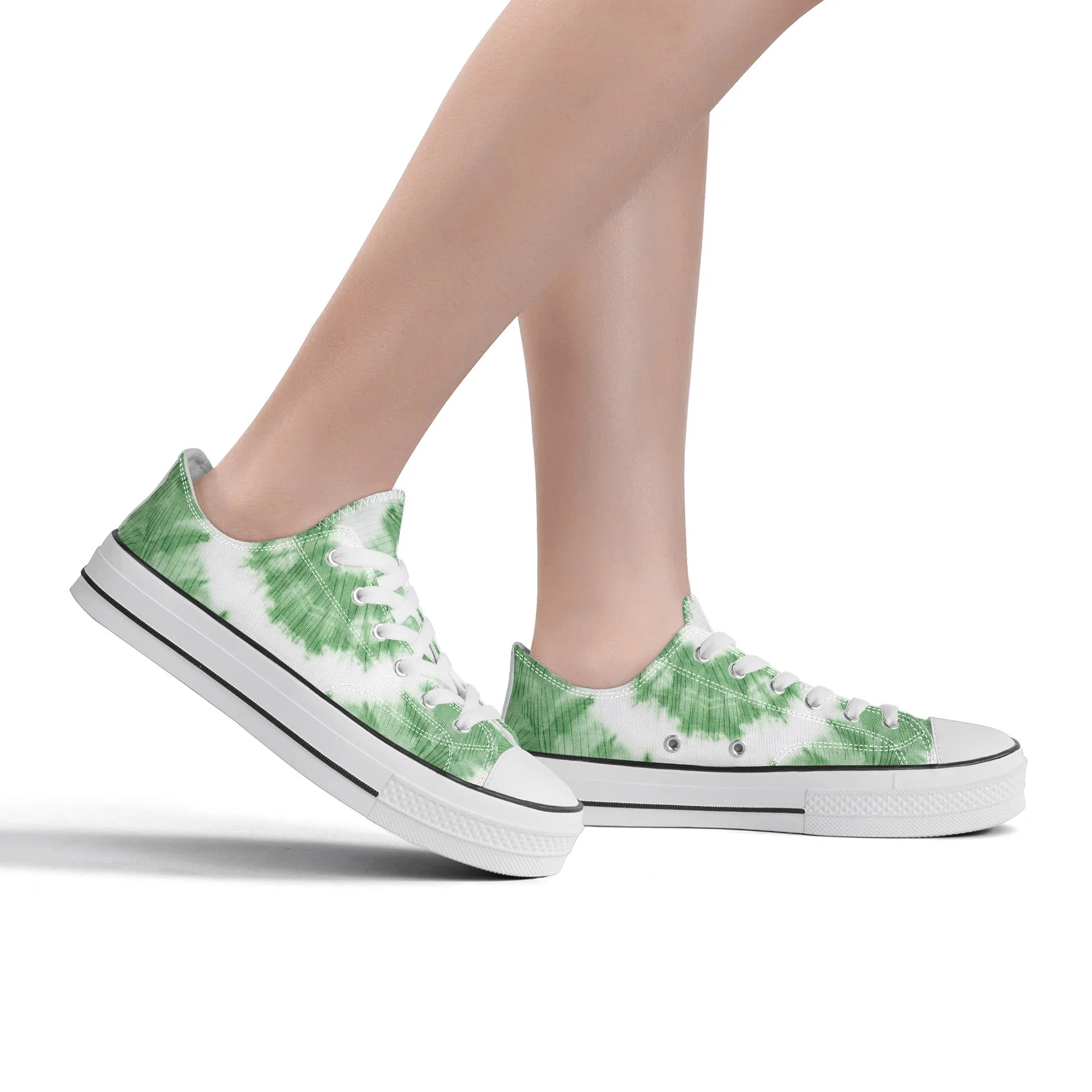 Green Tie Dye Pattern - Womens Classic Low Top Canvas Shoes for Footwear Lovers