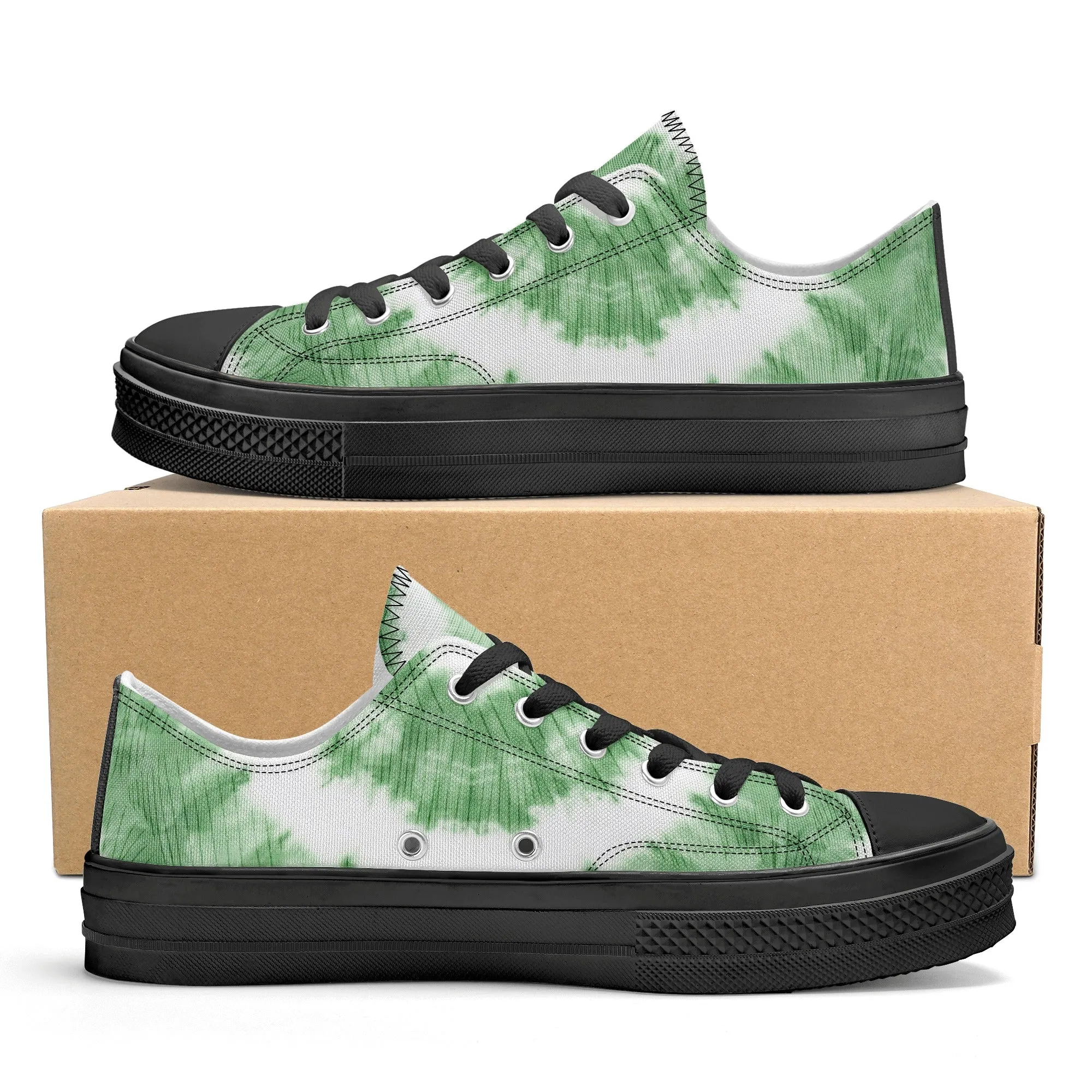 Green Tie Dye Pattern - Womens Classic Low Top Canvas Shoes for Footwear Lovers