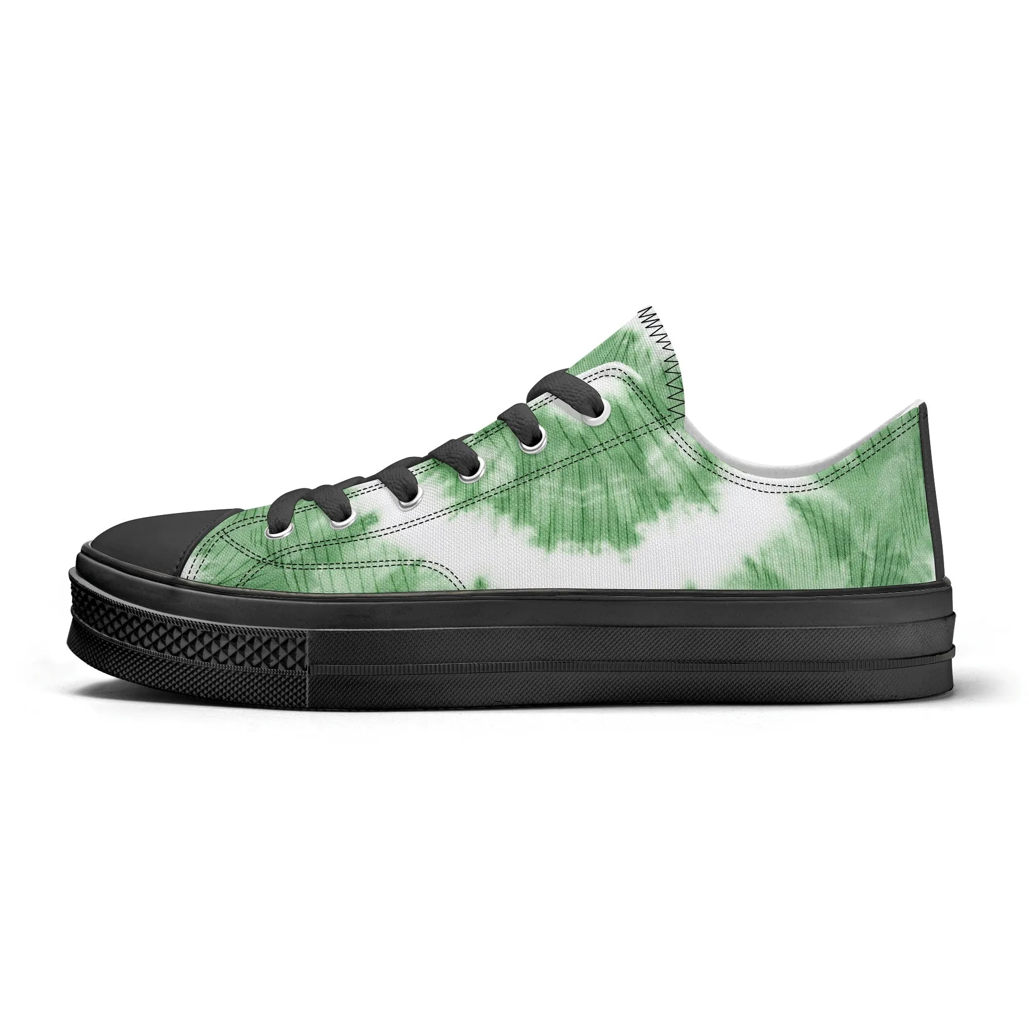 Green Tie Dye Pattern - Womens Classic Low Top Canvas Shoes for Footwear Lovers