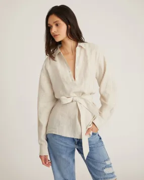 Layne Linen Tuxedo Top in Flax