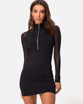 Merna Sleeveless-Bodycon Dress in Ponti Black