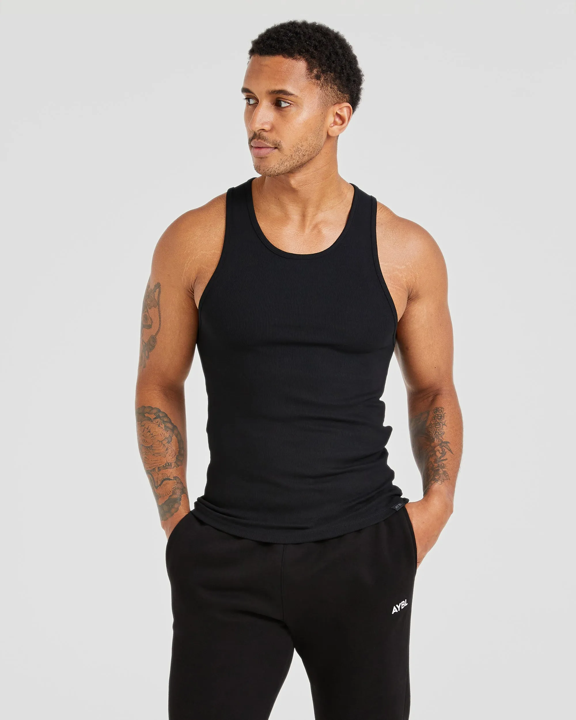 Muscle Ribbed Tank - Black