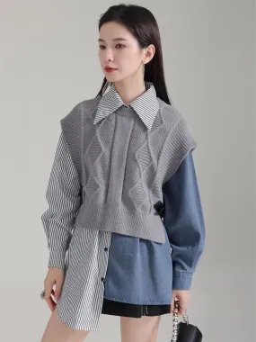 Noupa Color-block Asymmetrical Shirt