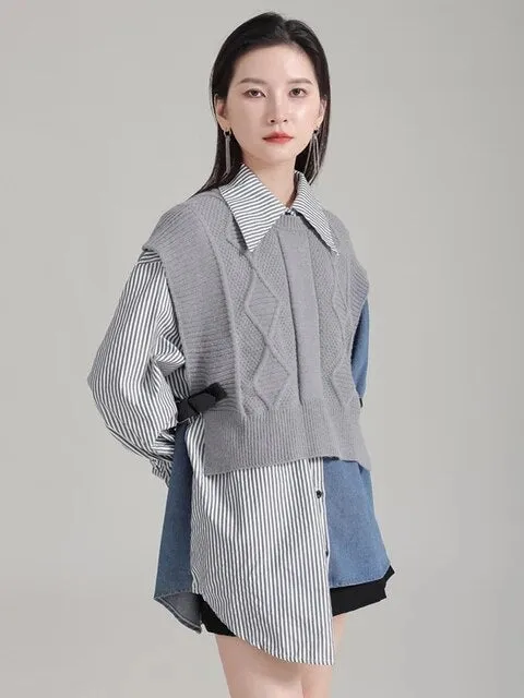 Noupa Color-block Asymmetrical Shirt