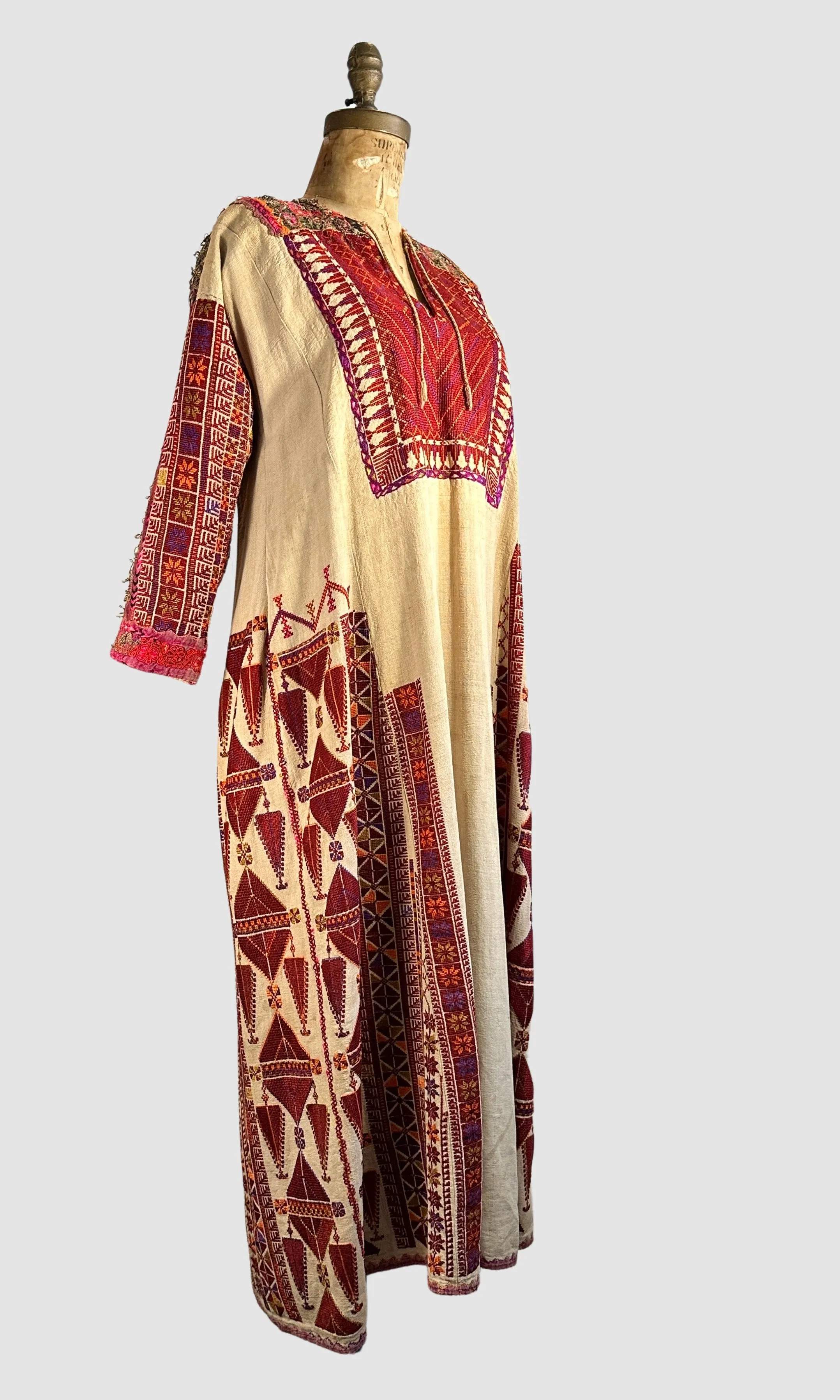 PALESTINIAN 30s 40s Hand Embroidered Dress • Small Medium