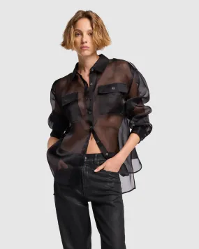 Sheer Organza Button Up Shirt