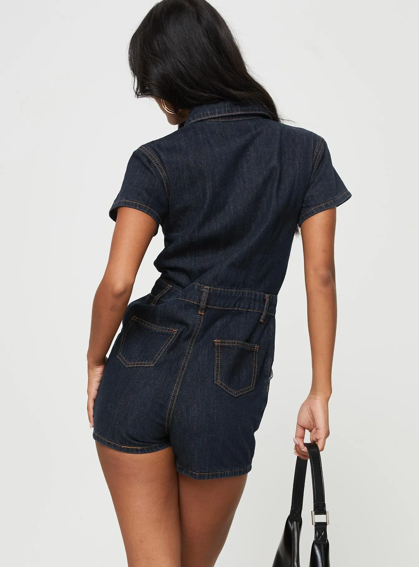 U Know Whats Up Romper Dark Denim