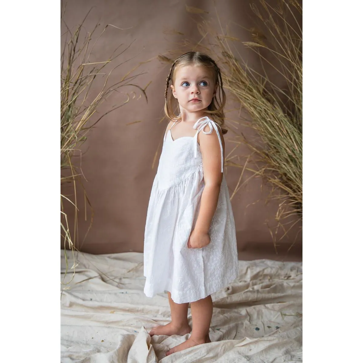 white rose coconut blossom dress